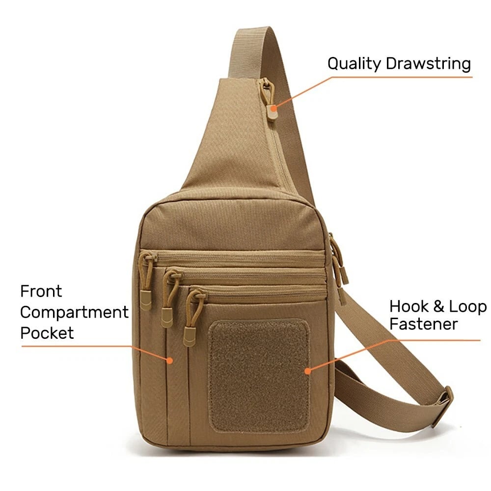 🎒 Stand Bag — Shoulder & Chest Sling with Hidden-Carry Pocket — Durable Zippered Multi-Sport Pack