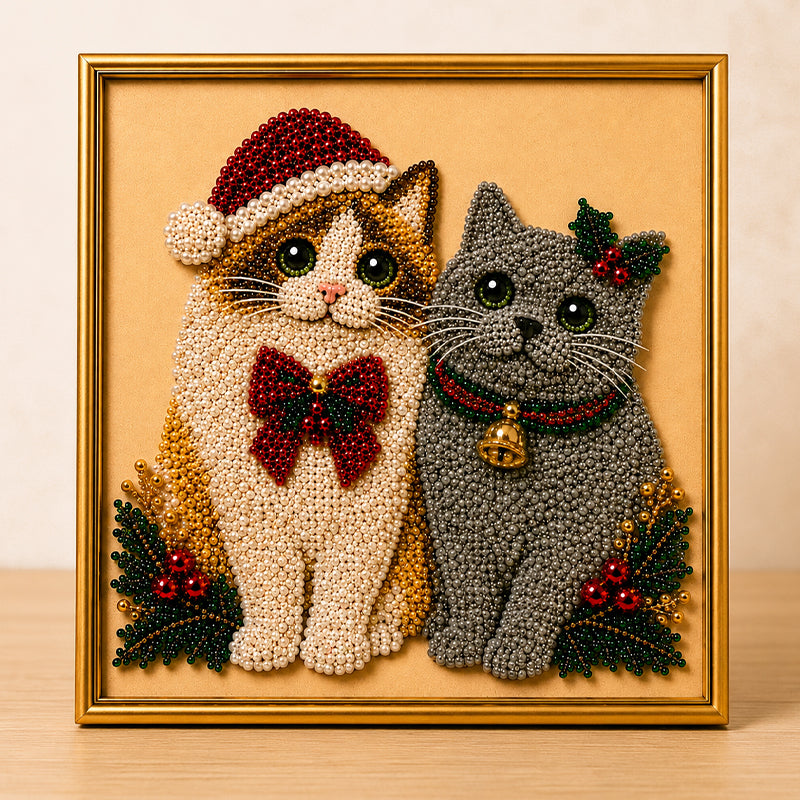 Christmas Cat Pearl Diamond Painting Kit
