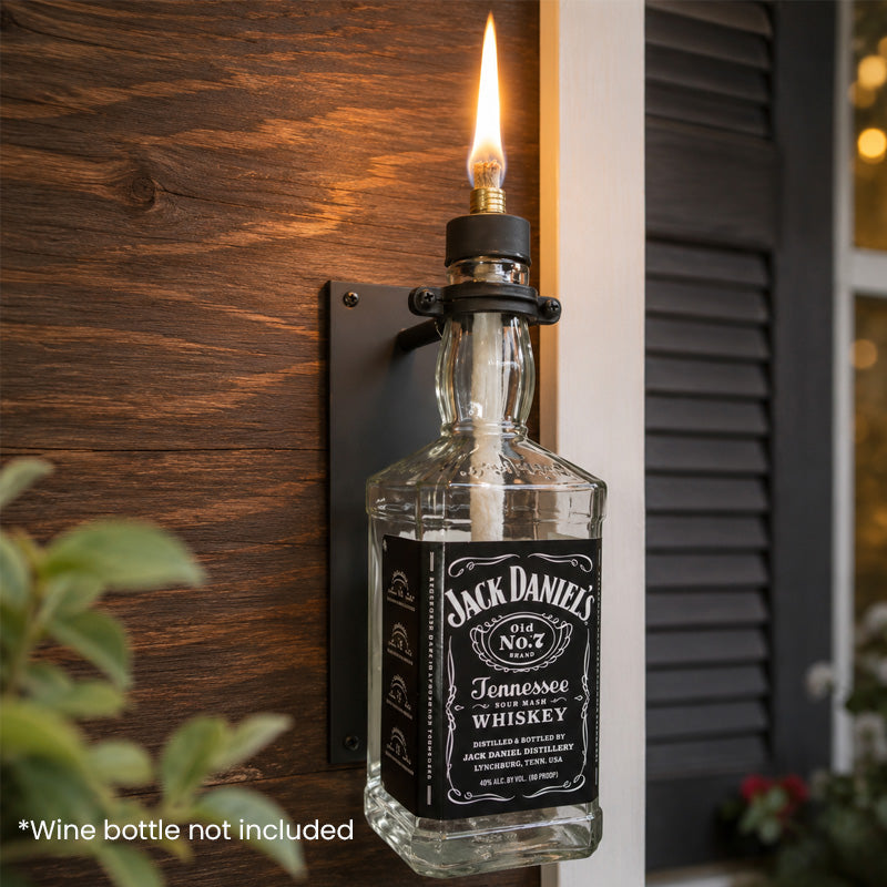 Wall Mounted Bottle Candle Holder Bracket – Rustic DIY Bottle Torch Display