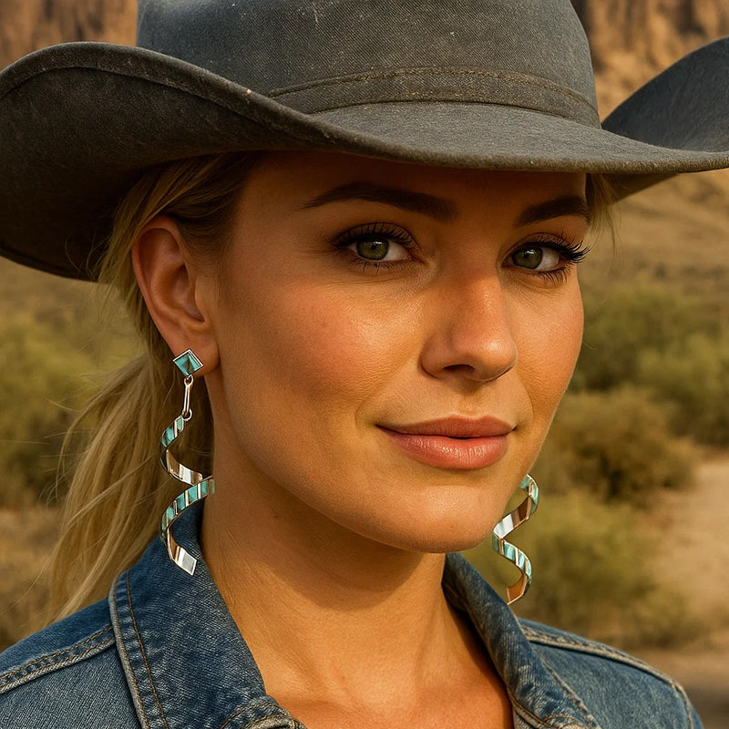 🌵 Desert Twist: Turquoise Spiral Earrings