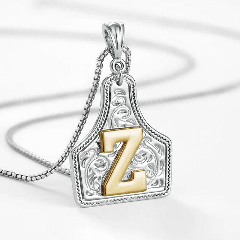 🤠 Letter Pendant CowTag Initial Necklace