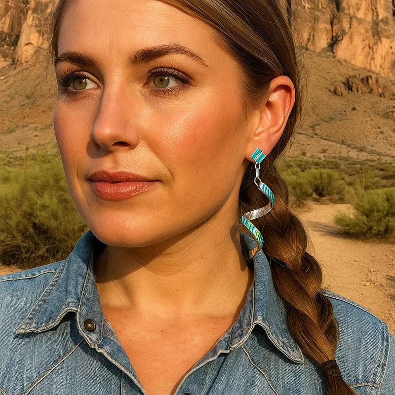 🌵 Desert Twist: Turquoise Spiral Earrings