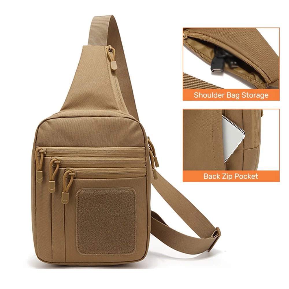 🎒 Stand Bag — Shoulder & Chest Sling with Hidden-Carry Pocket — Durable Zippered Multi-Sport Pack