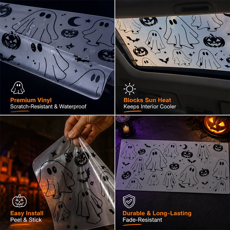 Halloween Ghost & Pumpkin Sunroof Cover