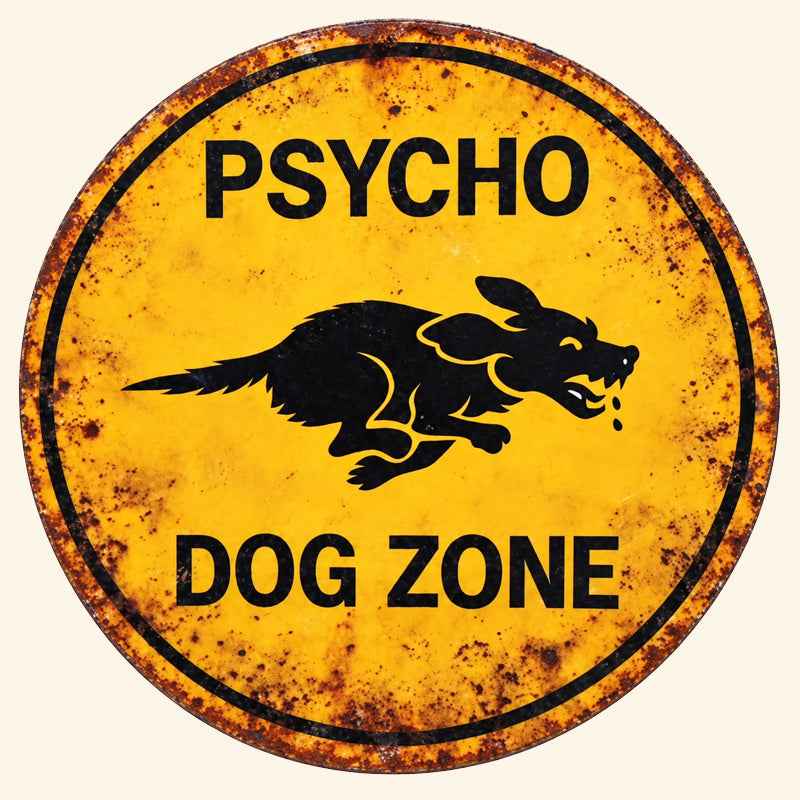 Psycho Dog Zone Funny Yard Sign
