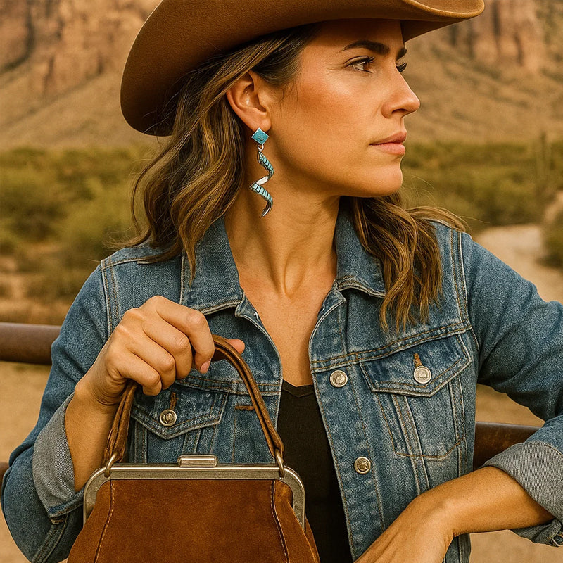 🌵 Desert Twist: Turquoise Spiral Earrings