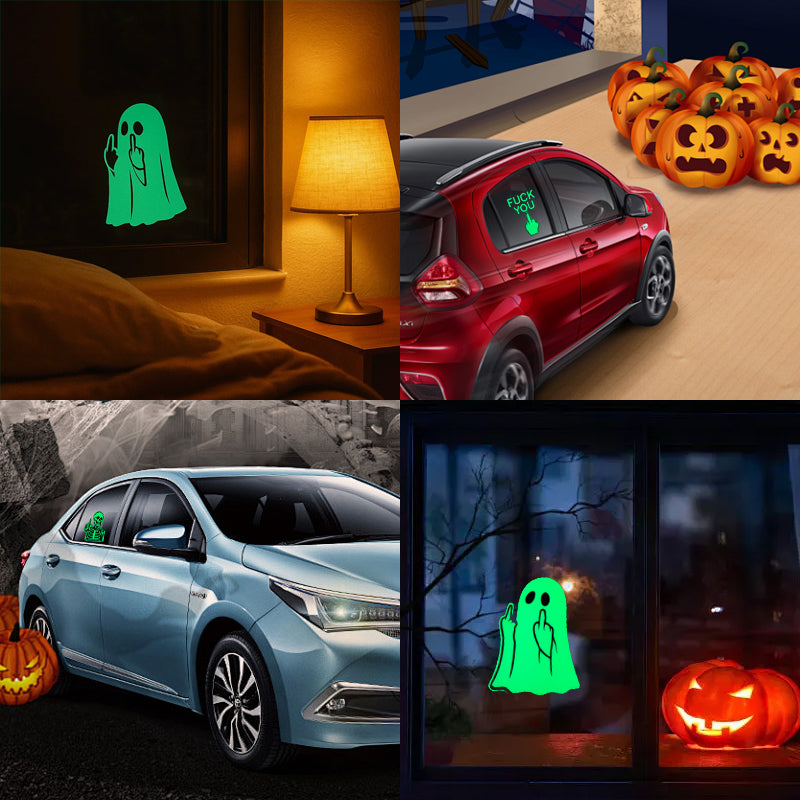 👻 Glowing Ghost Middle Finger Sticker — Light Up the Night with a Little Attitude