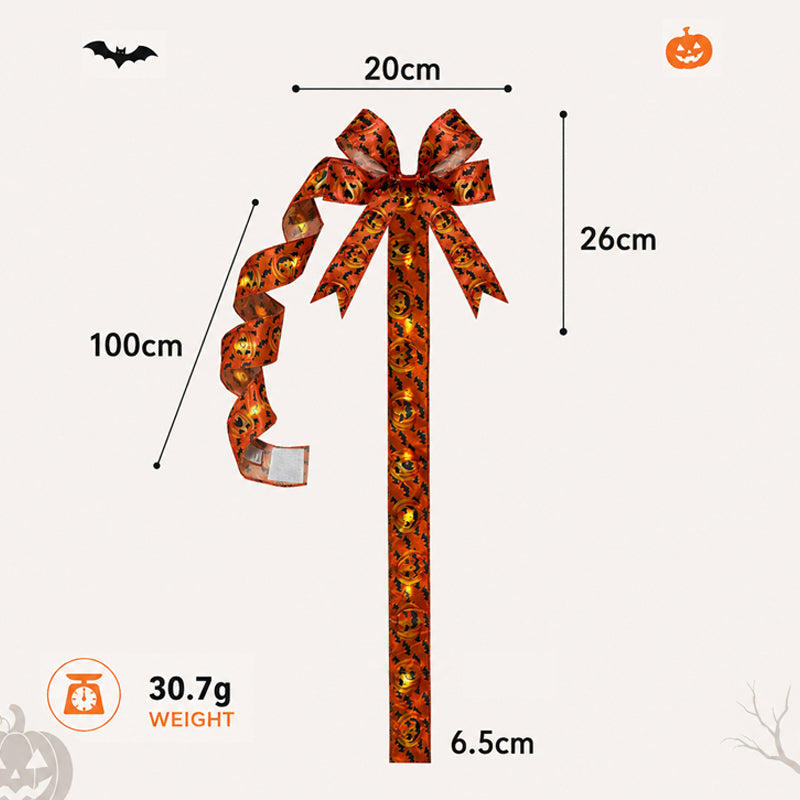 🎃Halloween Cabinet Bow Decoration-Funny Pumpkin Ribbon Wreath for Kitchen Cabinet
