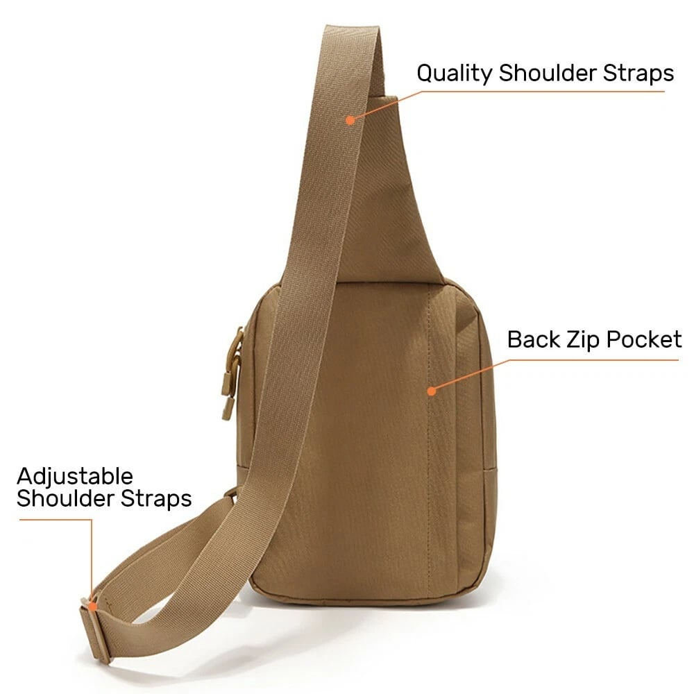 🎒 Stand Bag — Shoulder & Chest Sling with Hidden-Carry Pocket — Durable Zippered Multi-Sport Pack