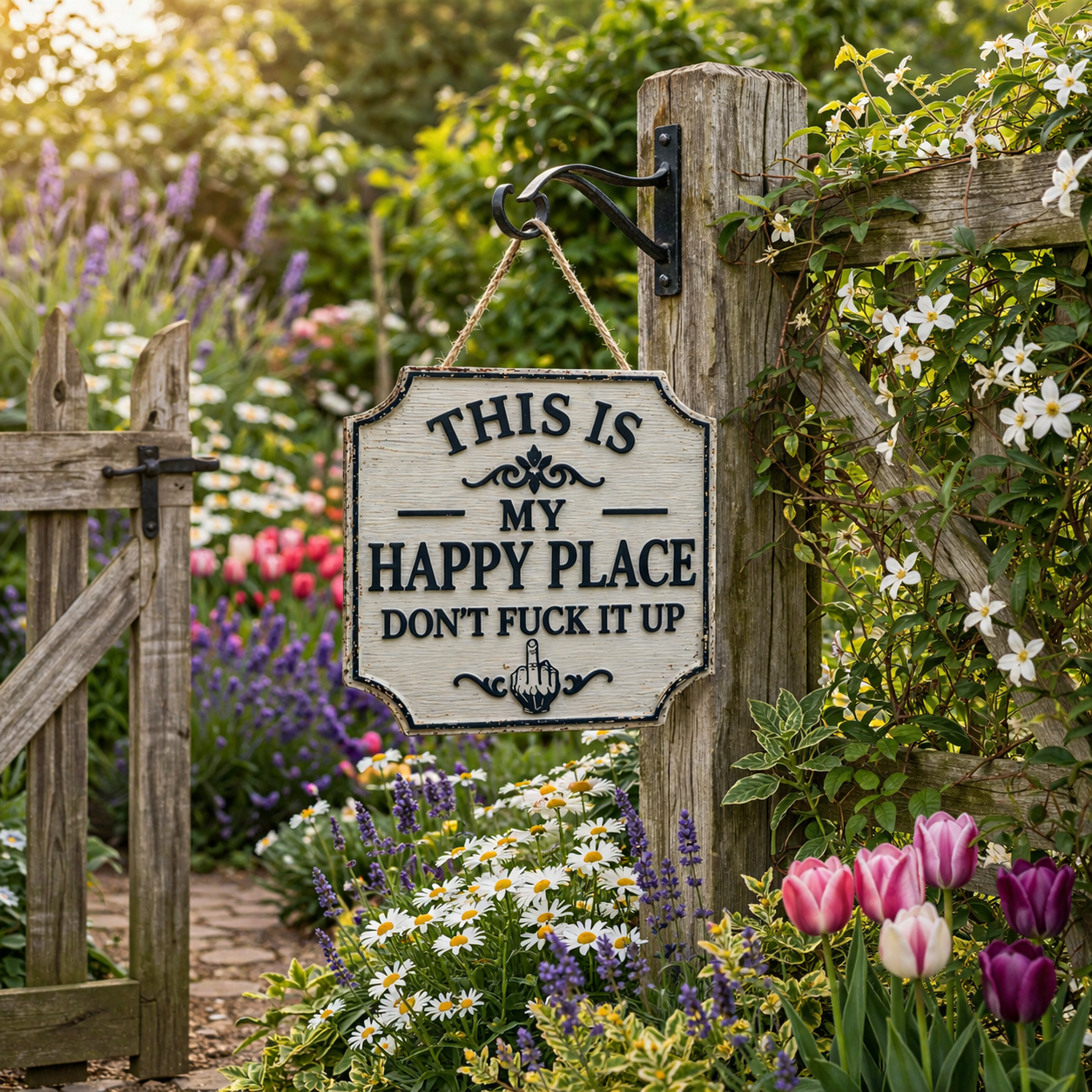🖕 This is my happy territory: The Ultimate Sanctuary Guardian (Wooden Sign)