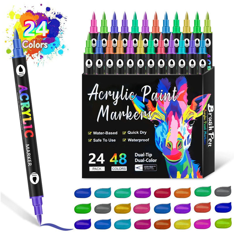 Dual Tip Acrylic Paint Pen Marker - 24/48/72/Colors
