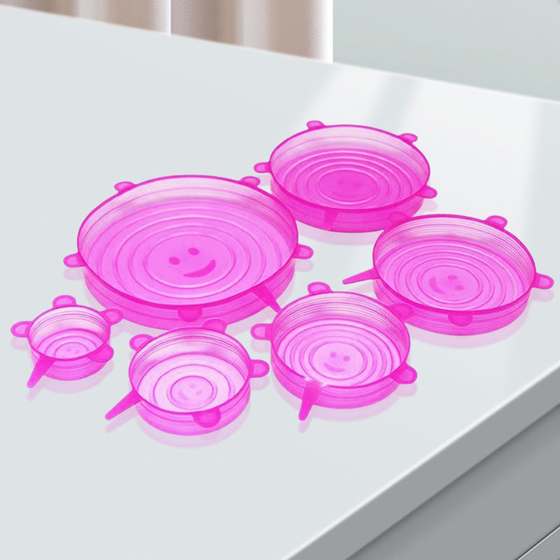 🍽️ Silicone Stretch Lids – 6-Piece Set (Reusable Food Covers)