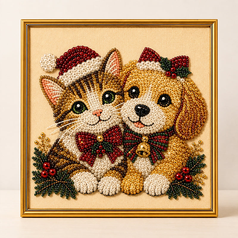 Christmas Cat Pearl Diamond Painting Kit