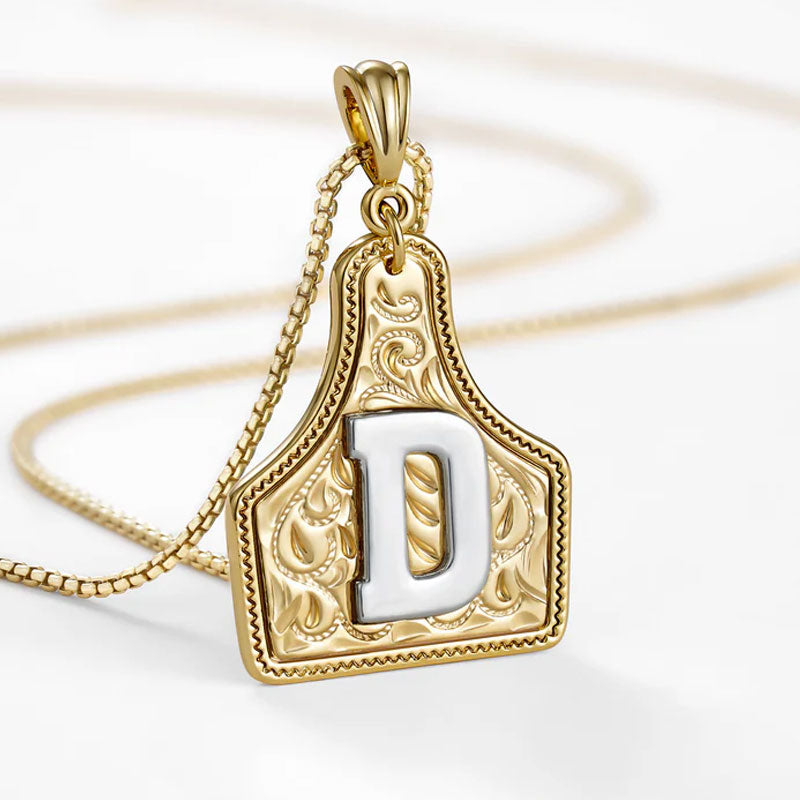 🤠 Letter Pendant CowTag Initial Necklace