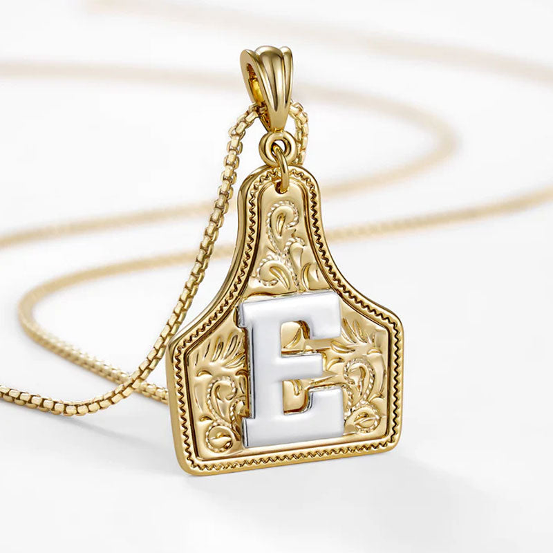 🤠 Letter Pendant CowTag Initial Necklace