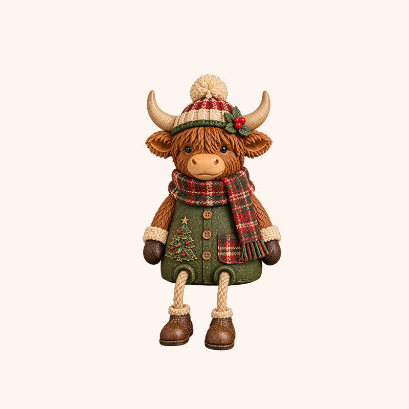 Christmas Cow Figurine — Cozy Holiday Home Decor
