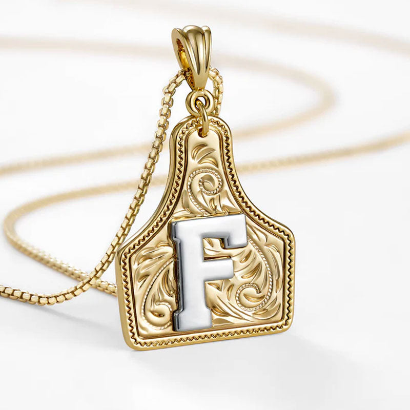 🤠 Letter Pendant CowTag Initial Necklace