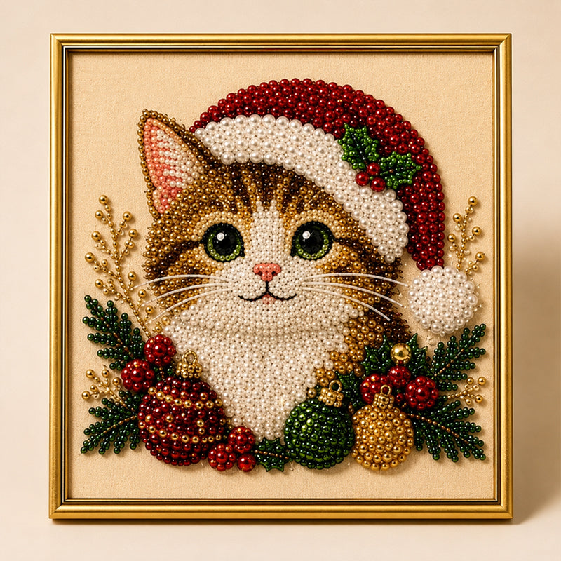 Christmas Cat Pearl Diamond Painting Kit