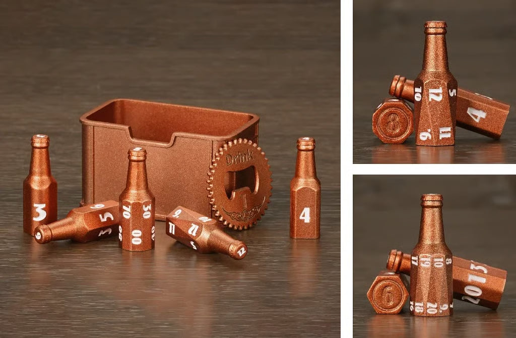 🍺 Metal Beer Bottle Dice Set – The Ultimate RPG Dice Collection 🎲