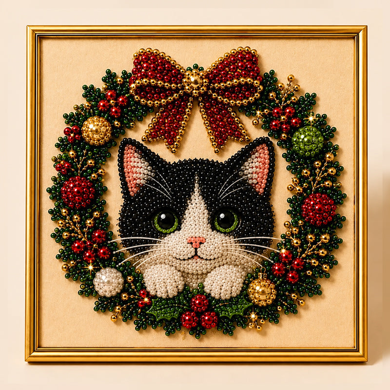 Christmas Cat Pearl Diamond Painting Kit