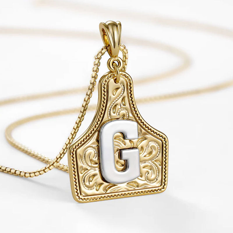 🤠 Letter Pendant CowTag Initial Necklace