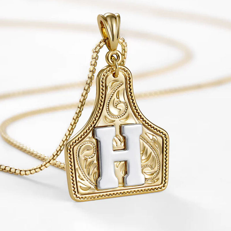 🤠 Letter Pendant CowTag Initial Necklace