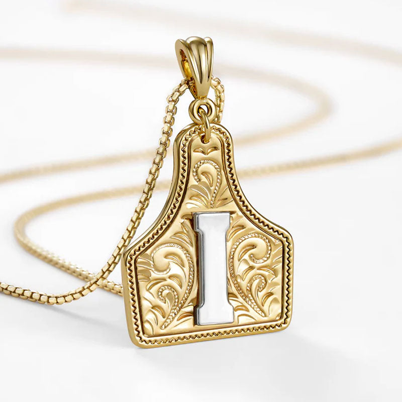 🤠 Letter Pendant CowTag Initial Necklace