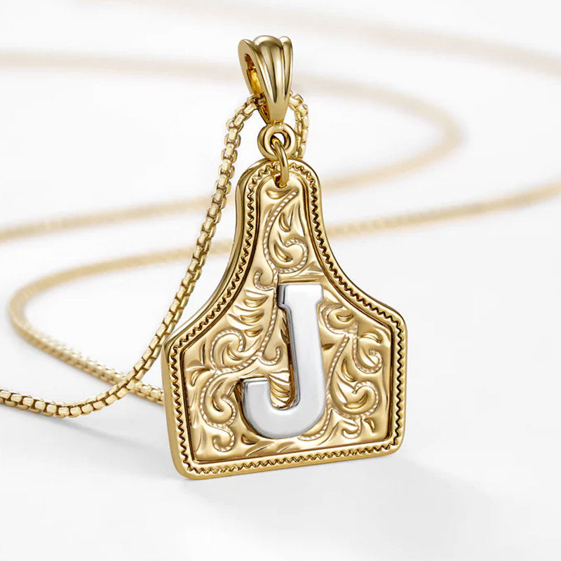 🤠 Letter Pendant CowTag Initial Necklace