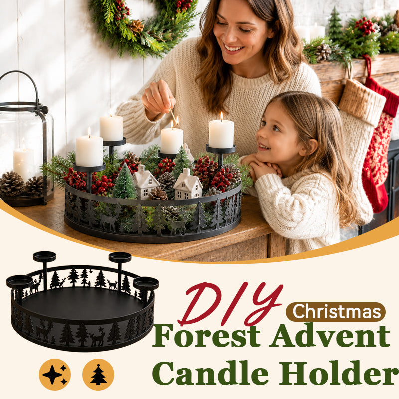 Christmas Forest Advent Candle Holder | 4-Week Holiday Countdown Decor