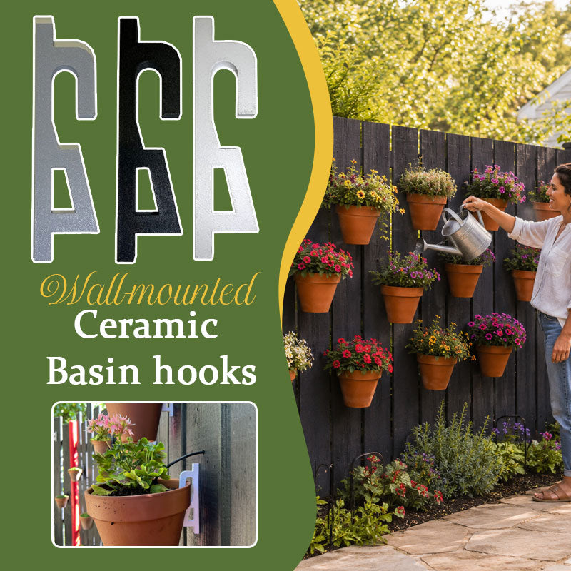 Wall-mounted ceramic basin hooks
