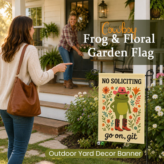 Cowboy Frog Floral Garden Flag Outdoor Yard Decor Banner 🐸🌸🤠