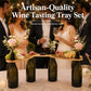 Artisanal Wine Flight Serving Tray Set - Unique Drink Holders for Entertaining