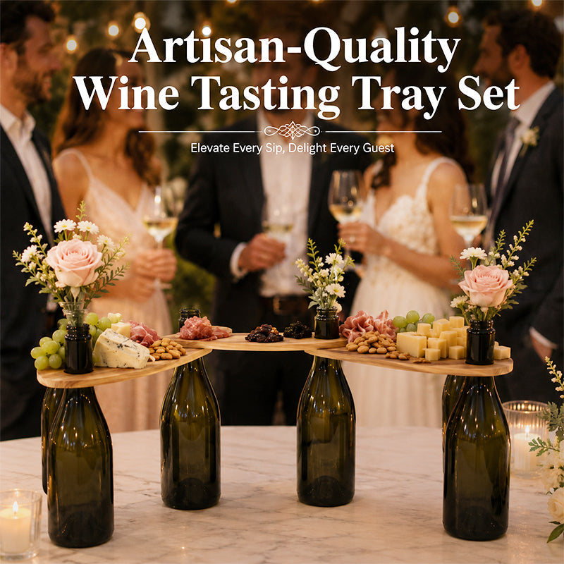 Artisanal Wine Flight Serving Tray Set - Unique Drink Holders for Entertaining