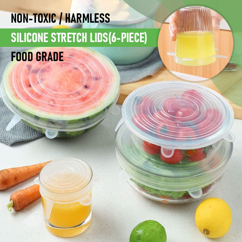 🍽️ Silicone Stretch Lids – 6-Piece Set (Reusable Food Covers)