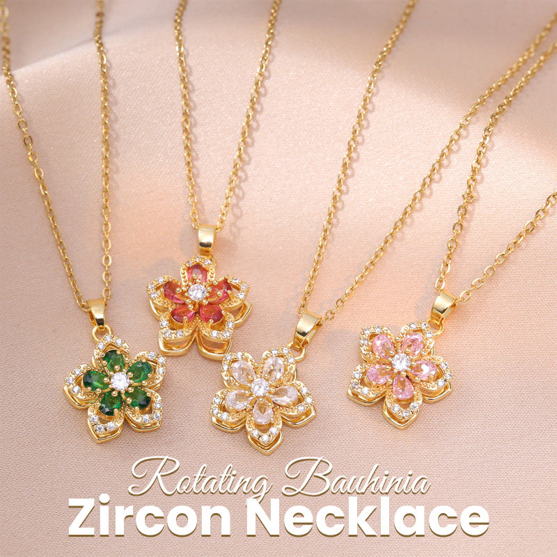 Rotating Bauhinia Zircon Necklace