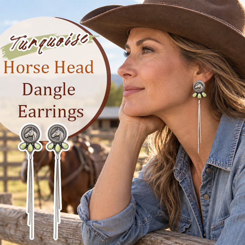 Turquoise Horse Head Dangle Earrings