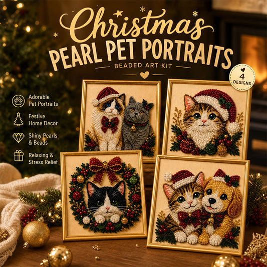 Christmas Cat Pearl Diamond Painting Kit