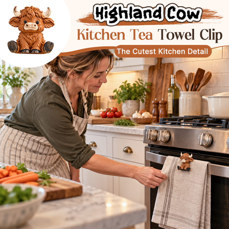 Highland Cow Tea Towel Clip