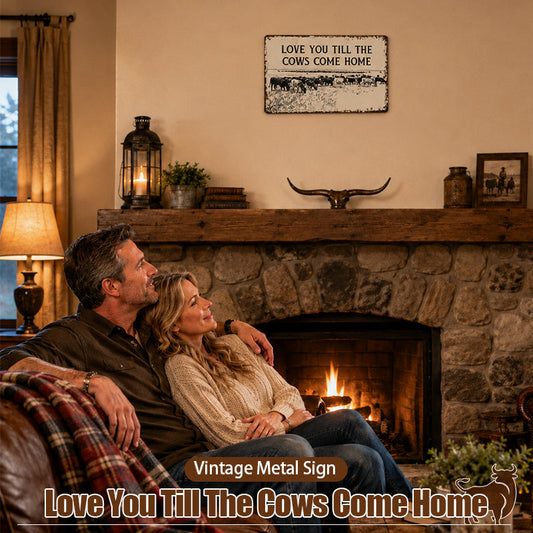 "Love You Till The Cows Come Home" Vintage Metal Sign