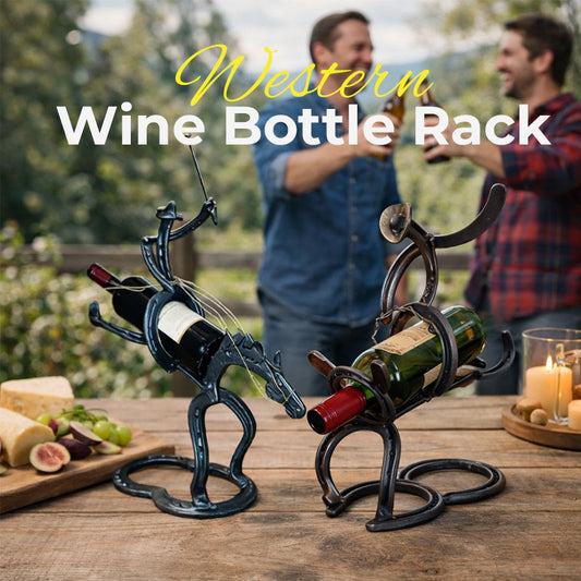 Western Wine Bottle Rack – Rustic Cowboy Style Wine Display 🐂🍷