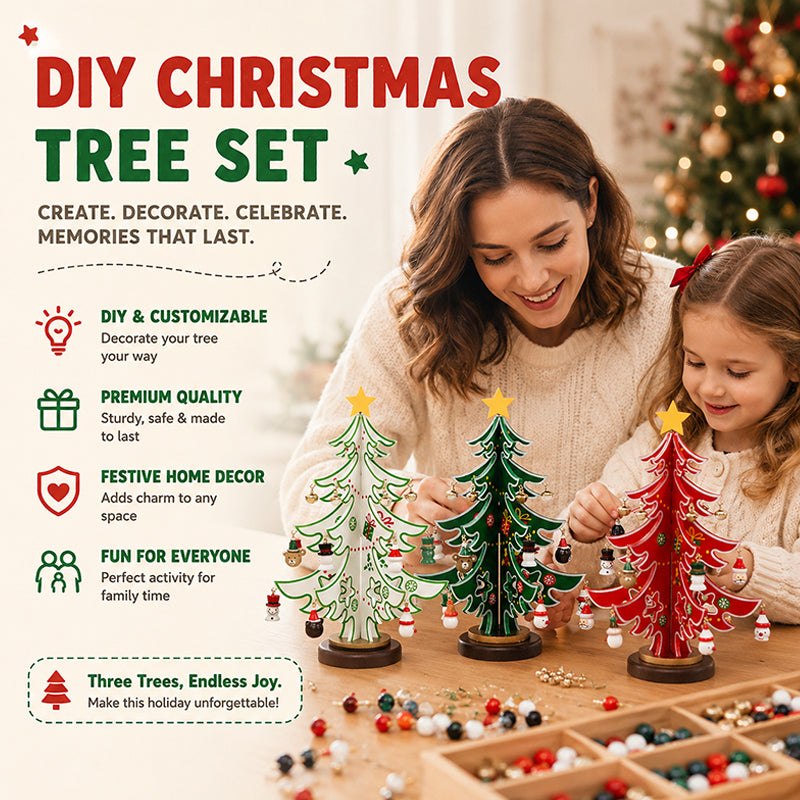 24-Day Wooden Christmas Tree Advent Calendar with Ornaments
