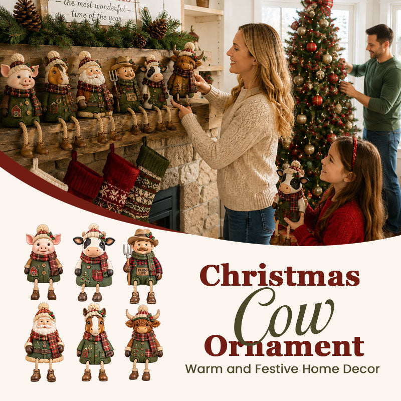 Christmas Cow Figurine — Cozy Holiday Home Decor