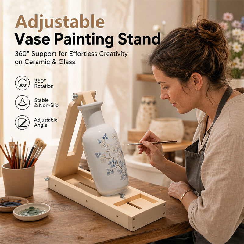Adjustable Vase Painting Stand | 360° Rotating Support for Ceramic & Glass Art