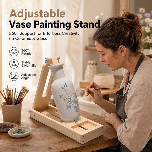 Adjustable Vase Painting Stand | 360° Rotating Support for Ceramic & Glass Art