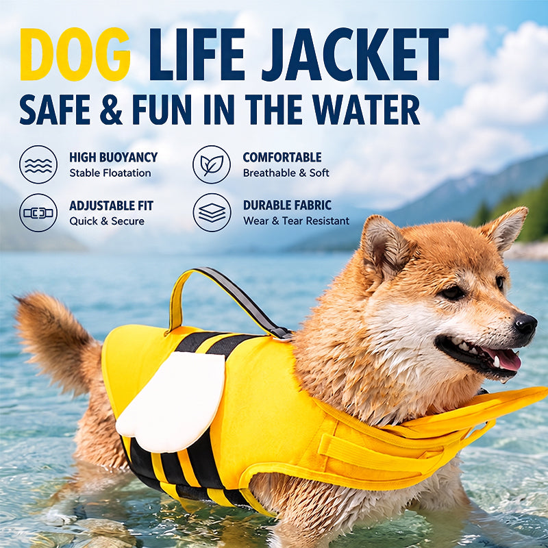 Cute Animal Dog Life Jacket – Fun Swimming Vest for Dogs, Safe & Comfortable Floatation Gear