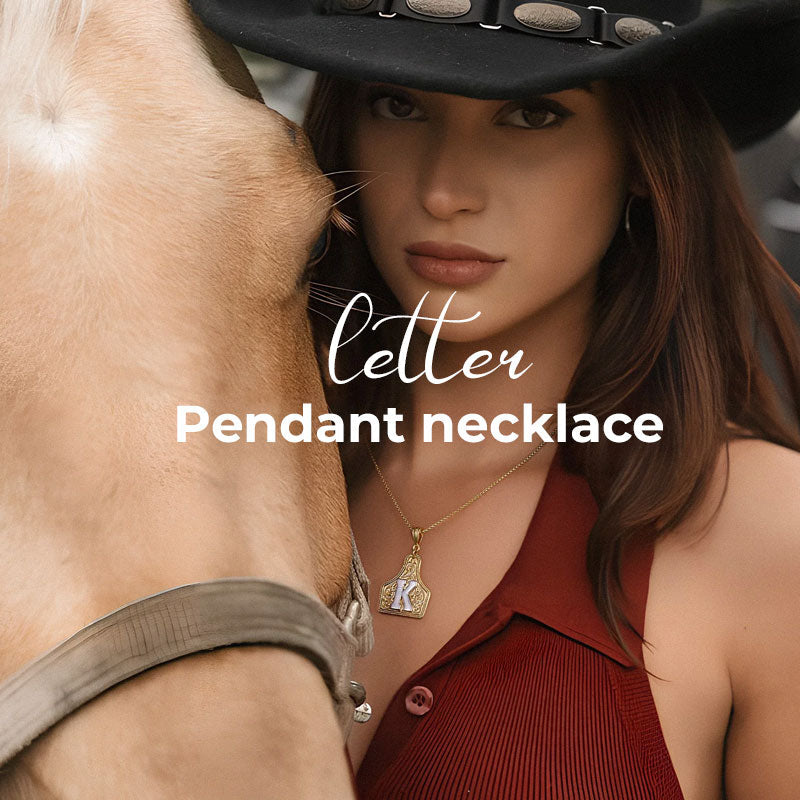 🤠 Letter Pendant CowTag Initial Necklace
