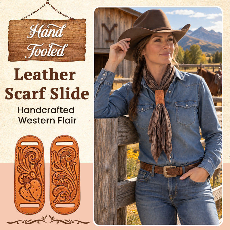 Hand Tooled Leather Wild Rag Scarf Slide