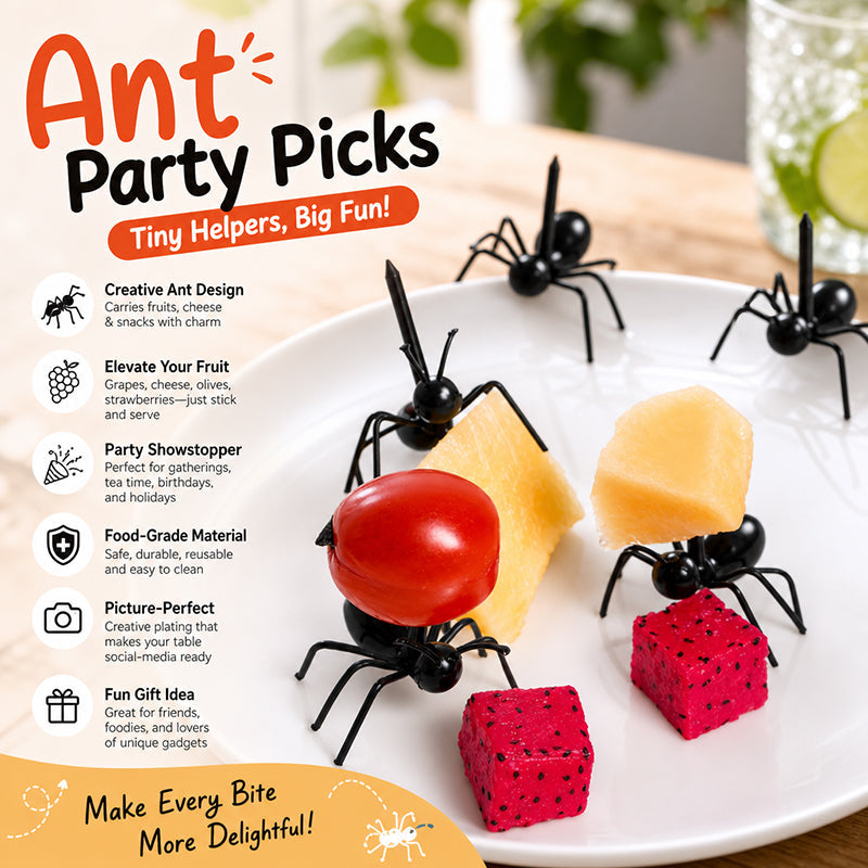 Creative Ant Fruit Fork Set | Fun Ant Fruit Picks & Party Table Decor