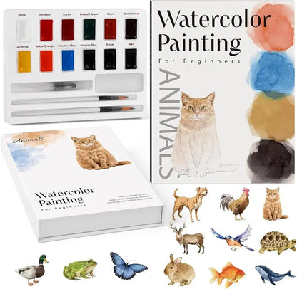 ✍️Beginner Watercolor Paint Set🎨Watercolor Animal Workbook