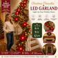Christmas Poinsettia LED Garland | Lighted Holiday Stair & Mantel Decor